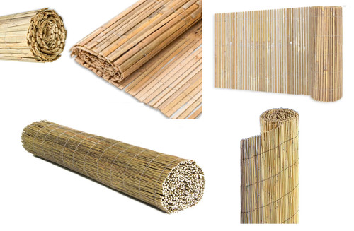 Natural bamboo slat fence - natural,