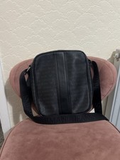 Armani Jeans Black  AJ Black Leather Shoulder/Messenger/Man Bag