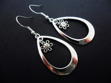 Tibetan silver dangly teardrop - tibetan,