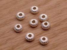 925 Sterling Silver Flat Corrugated Rondelle Spacer Beads 3–6mm