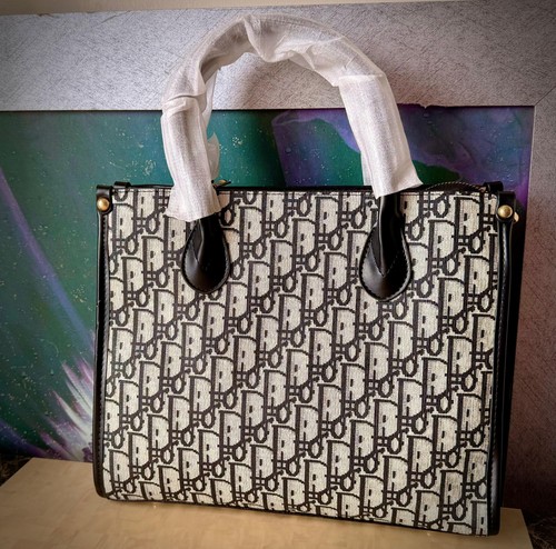 Black beige printed tote - black, &