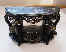 1:12th Black Chinoiserie Console Table Mirror-Backed Handpainted By BESPAQ