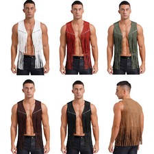 New Men Faux Suede Tassel Vest