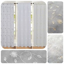 Embroidered voile net curtain - embroidered,