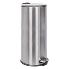 1x Brushed 30L Round Stainless Steel Kitchen Pedal Bin Rubbish Waste Dustbin