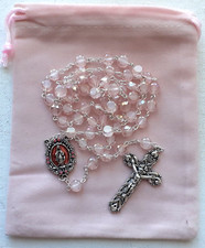 Pink crystal rosary genuine - rosary,