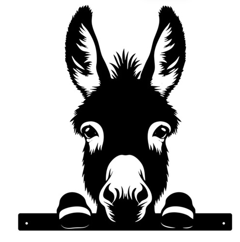 Donkey animal metal peeking - animal,
