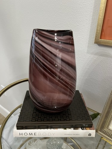Art glass vase swirl purple - art,
