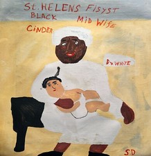 Sam Doyle Signed Folk Art Painting on Canvas - African American Southern Art