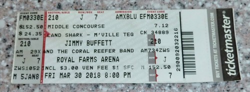 Jimmy buffett full size ticket - full-size,