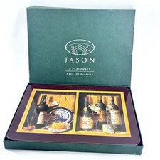 JASON Fine Wine Pattern Table Placemat Set of 6 Boxed Rectangle Cork Backed