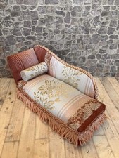 Dolls House 1/12 Scale Miniature Vintage Chaise Longue Pink Brocade 