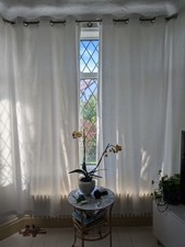 White Eyelet Cotton Curtains Pair, W229x H229cm