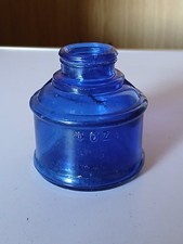 Old mid blue glass - glass, ink