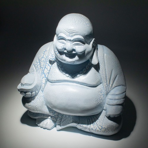 Laughing buddha lamp sky blue - laughing,