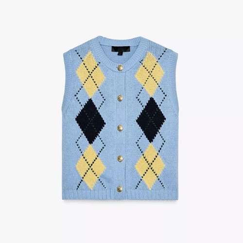 Zara argyle knit sleeveless - knit,