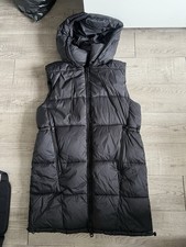 Zara Women’s Sleeveless Hooded Puffer Gilet Long Coat Size Small