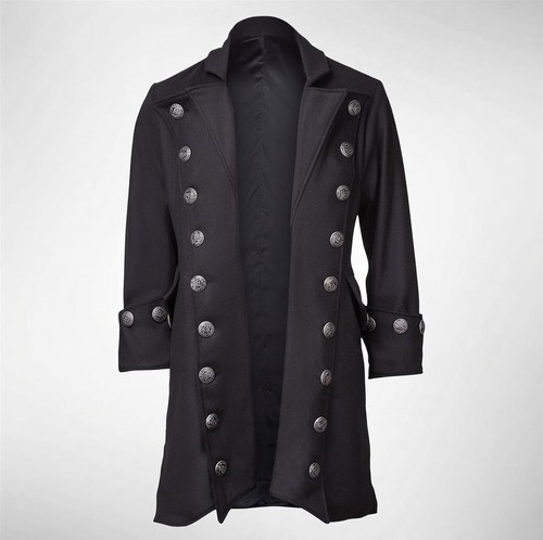 Black wool pirate jacket - wool,