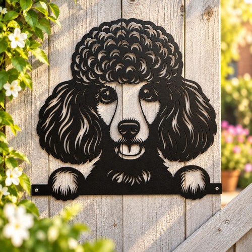 Poodle metal garden wall art - poodle,