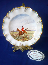 Royal Crown Derby Cabinet Plate Hunting Scene Lombardy Fluted Plate C.M. Pell #2