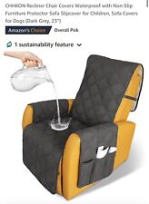 Waterproof Recliner Chair Cover Non Slip Recliner Chair Covers Dark Grey, 23'