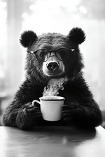 BEAR Drinking Coffee  Kitchen