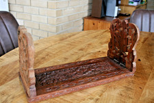 Vintage  Hand-carved wooden Expandable Book Slide Holder Leaves Foliage Design