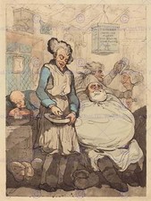 Thomas Rowlandson British Penny Barber Old Art Painting Poster Print Bb6442B