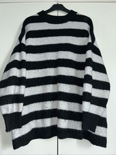 Primark Black White Stripe Medium 12 24 Jumper Winter Halloween