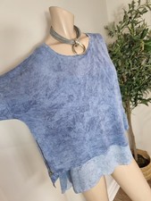 Peruzzi Womens Top 40 Blue Layered Lagenlook Casual Stretch Boho Arty Hippie