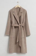 & Other Stories Alpaca Wool Belted Wrap Coat Oatmeal Beige Melange Size Small S