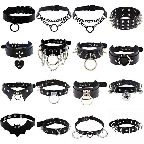 Gothic punk black leather - gothic, pu