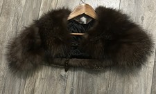 Vintage Antique Ladies Silver Fox  Real Fur Stole Brown Retro