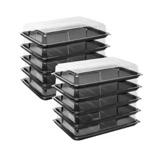 Large Black Catering Platters Trays with Clear Lids Reusable Party Trays