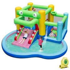 5-in-1 Crocodile Water Park Inflatable Bounce House with Slide & Splash Pool