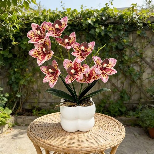 Plastic pink cymbidium orchid - plastic,