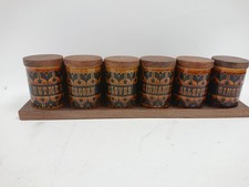 Vintage Hornsea Spice Jars Set with Wooden Rack - 6 Jars Bundle Collectible