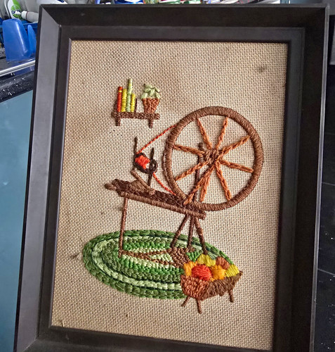 Framed needlepoint embroidery - framed,