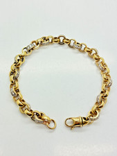 9ct Yellow Solid Gold CZ Belcher Bracelet – 8.5mm – 9 ¼"