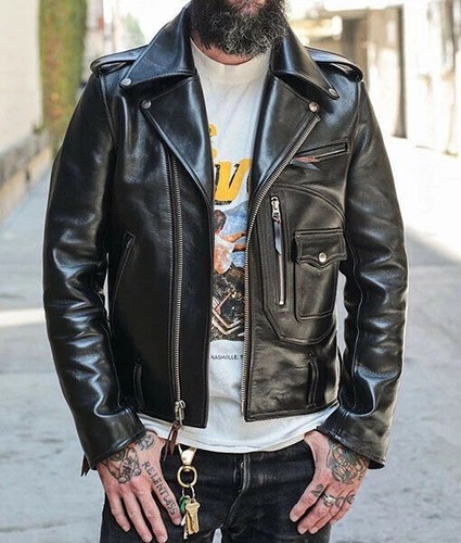 Men real leather bikers - real,