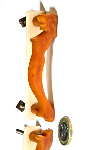 Pair butterscotch bakelite art - butterscotch,