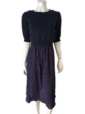 SERAPHINE Maternity Polka Dot Dress UK10 Women's Midi Blue Black