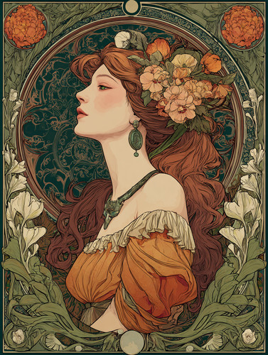 Elegant art nouveau - art,