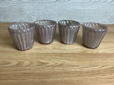 Set of 4 Rose Gold Mercury Glass Tea Light Holders Votive Candle Wedding Decor