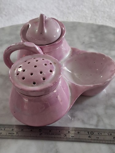 Antique pink porcelain piece - porcelain, 3-piece