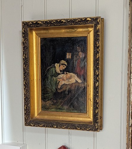 Antique oil canvas painting - canvas,