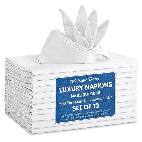 12x white napkins 250tc cloth - 12x,