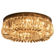HOMCOM Crystal Ceiling Light Modern Chandeliers for Living Room Bedroom Silver