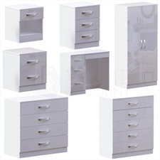High Gloss Chest of Drawers Bedside Cabinet Wardrobe Dressing Table White