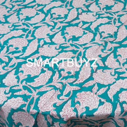 Indian block printed turquoise - printed,